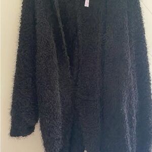 Francesca's Collections Black Fuzzy Cardigan